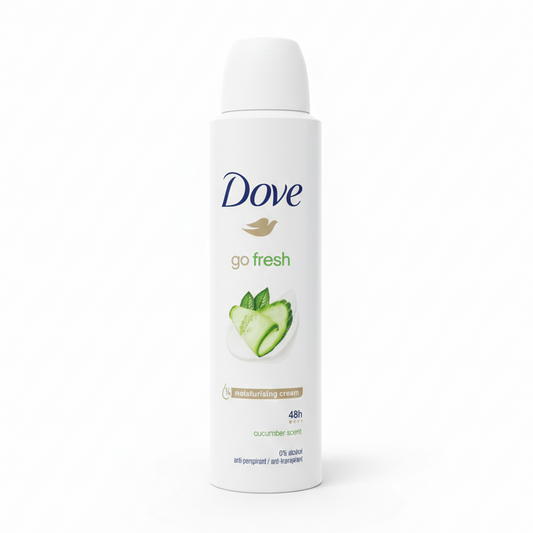 Dove Go Fresh Deodorante Spray 150ml | Cetriolo & Tè Verde | Protezione 48h con ¼ Crema Idratante | 0% Alcool Freschezza Naturale