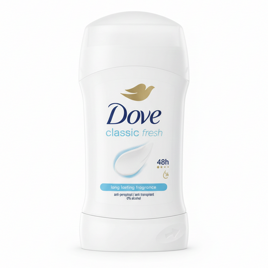 Dove Classic Fresh Deodorante Stick 30ml Formato Viaggio Protezione 48h con 1/4 Crema Idratante
