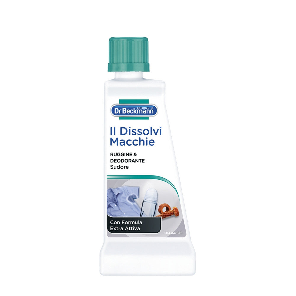 Dr. Beckmann Dissolvi Macchie Ruggine & Deodorante 50ml | Rimuove Ruggine, Aloni di Sudore e Deodorante | Sicuro su Tessuti e Ceramica | Formula Extra Attiva