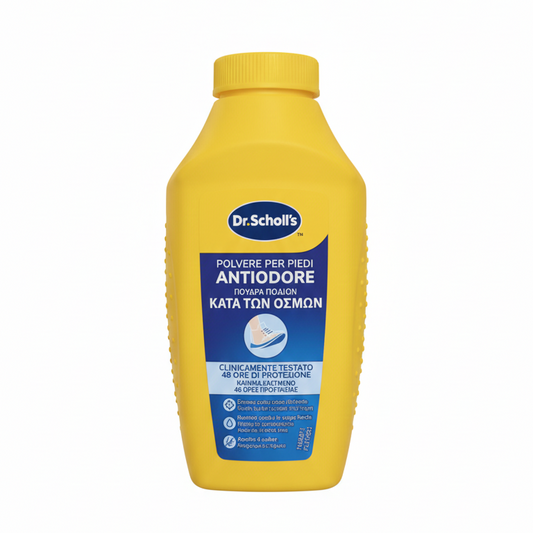 Dr. Scholl's Polvere per Piedi Antiodore 85g Formula Clinicamente Testata – Massimo Potere Assorbente e Protezione Professionale 48 Ore