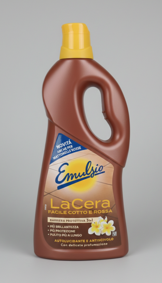 Emulsio LaCera Facile Cotto e Pietre Rosse 725ml – Cera Autolucidante e Antiscivolo Senza Lucidatrice con Barriera Protettiva 3in1 Idrorepellente contro Macchie e Graffi