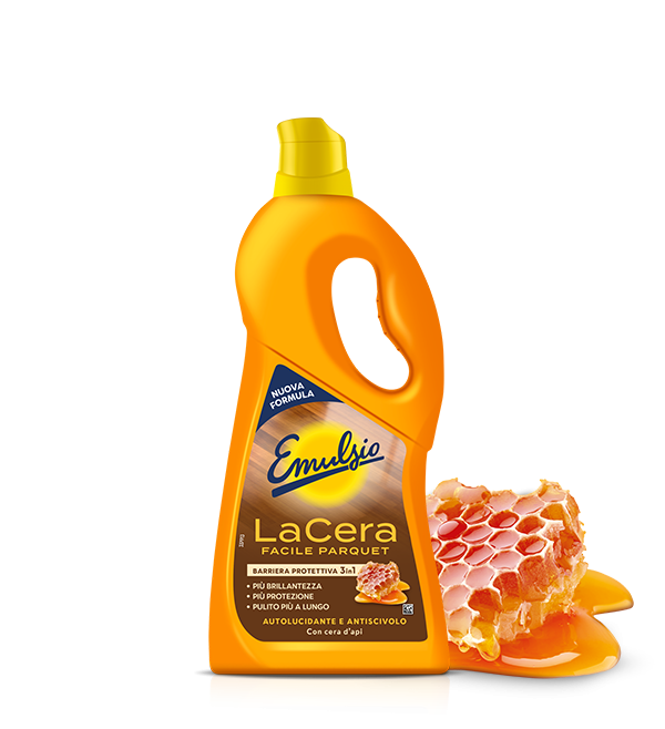 Emulsio LaCera Facile Parquet | 725 ml | Barriera Protettiva 3in1 con Cera d'Api | Autolucidante Antiscivolo e Anti-Graffio | Senza Lucidatrice