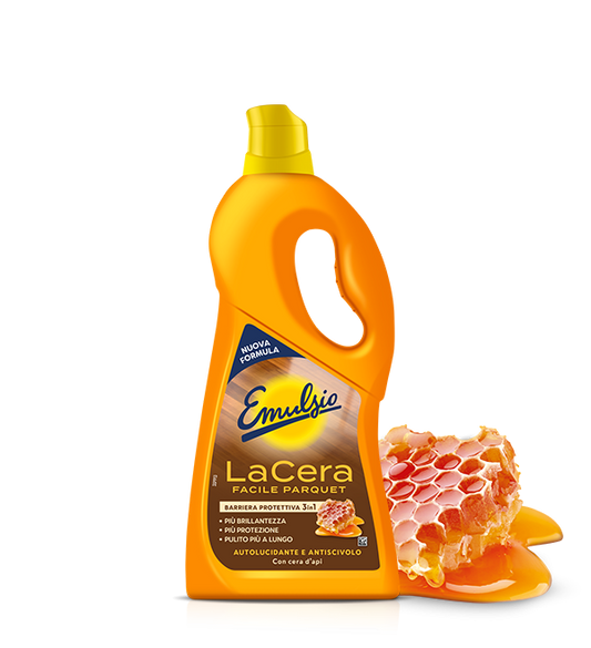 Emulsio LaCera Facile Parquet | 725 ml | Barriera Protettiva 3in1 con Cera d'Api | Autolucidante Antiscivolo e Anti-Graffio | Senza Lucidatrice