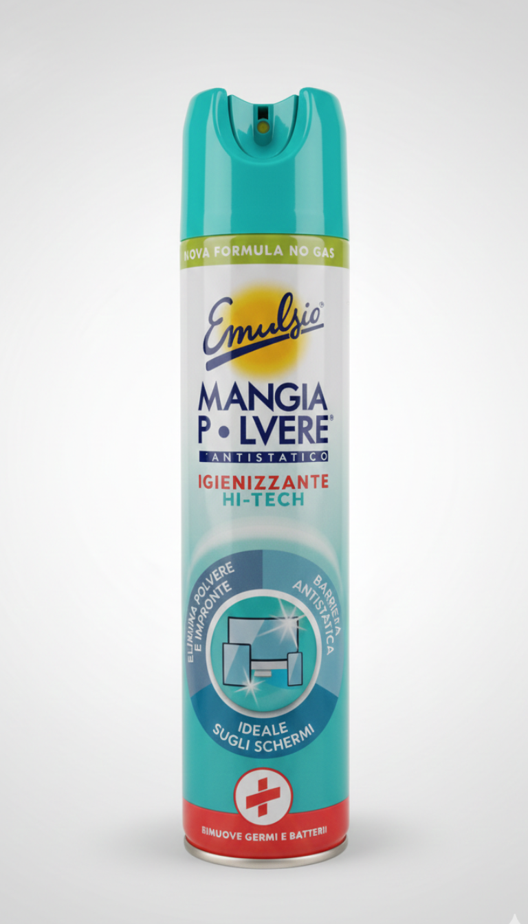 Emulsio Mangiapolvere HI-TECH 300ml | Spray Antistatico e Igienizzante | Rimuove Allergeni e Polvere | Effetto Barriera Prolungato