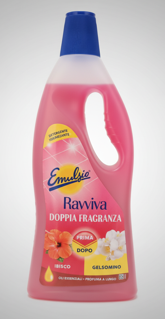 Emulsio Ravviva Ibisco e Gelsomino 750ml | Detergente Pavimenti Igienizzante | Tecnologia Doppia Fragranza 24h+ | Senza Risciacquo