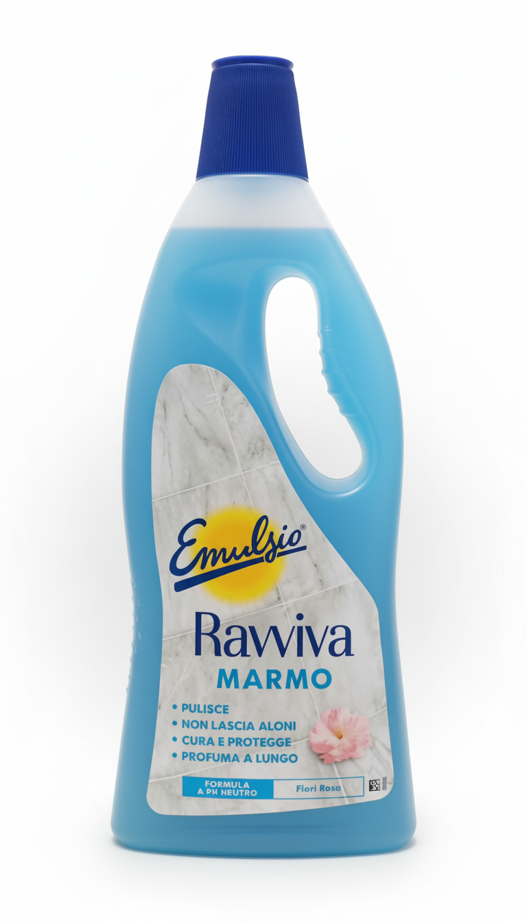 Emulsio Ravviva Marmo e Pietre Naturali 750ml | Detergente pH Neutro Specialistico | Profumo Fiori Rosa | Ideale per Robot Lavapavimenti