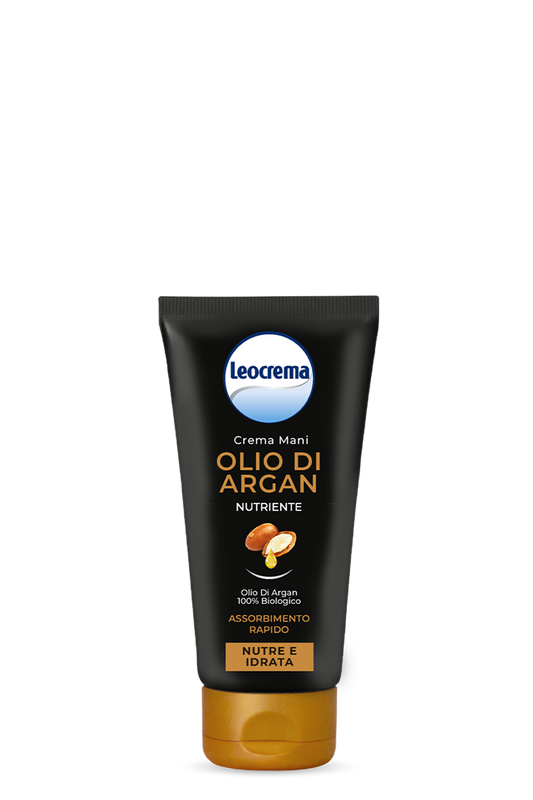 Leocrema Crema Mani Olio di Argan 75ml | Nutriente e Idratante 24h | Olio di Argan 100% Biologico | Assorbimento Rapido | Pelle Straordinariamente Morbida