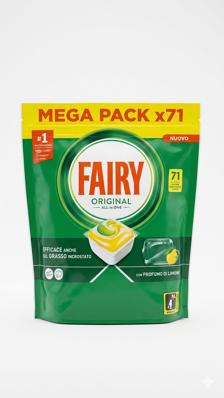 Fairy Original All In One Limone – Mega Pack 71 Caps Lavastoviglie | Efficace contro il Grasso Incrostato