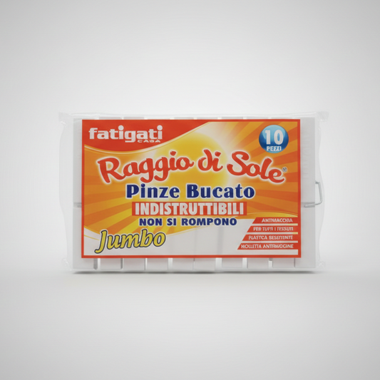 Fatigati Raggio di Sole | Pinze per Bucato Indistruttibili e Antimacchia | Mollette Ultra Resistenti con Impugnatura Ergonomica | Design Anti-Segno
