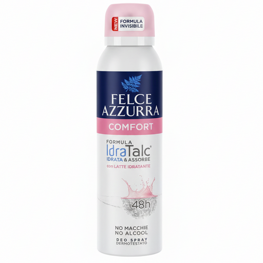 Felce Azzurra Comfort Deodorante Spray 150ml – Formula IdraTalc® 48H Antitraspirante – Idrata & Protegge – No Alcool – No Macchie