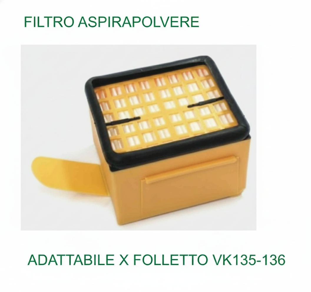 Filtro Igienico Adattabile per Folletto VK135 - VK136 | Filtro Aria in Uscita ad Alta Efficienza | Protezione Motore e Sistema di Filtraggio HEPA | Ricambio Certificato per Aspirapolvere Vorwerk