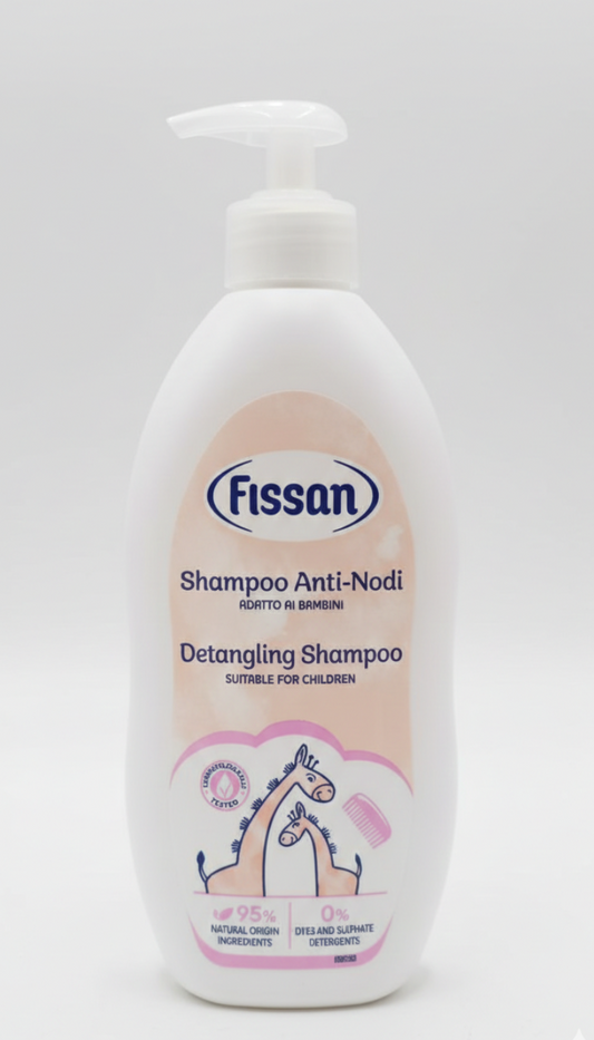 Fissan Shampoo Anti-Nodi 400ml con Dosatore | Adatto ai Bambini | Formula Anti-Lacrime con Estratti di Camomilla | 95% Ingredienti di Origine Naturale | pH Fisiologico | 0% Coloranti e Detergenti Solfati