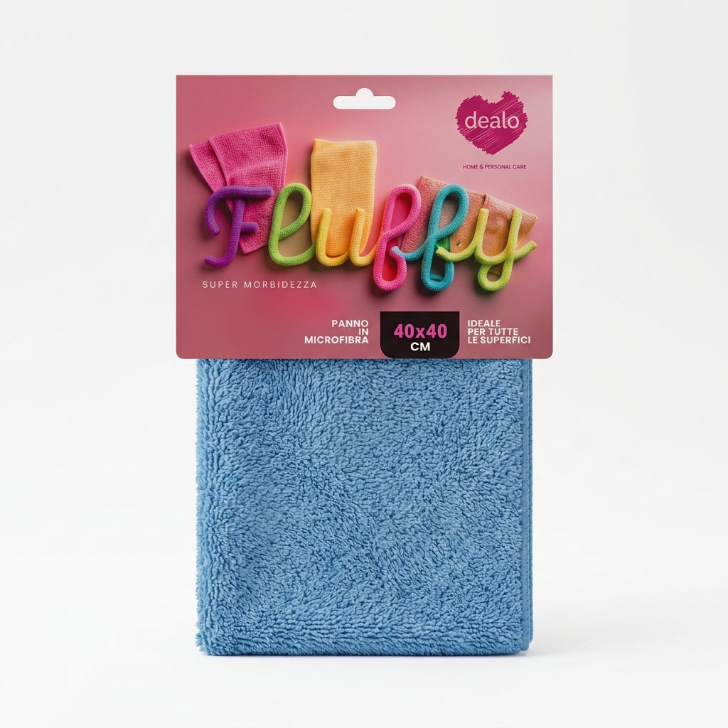 Dealo Fluffy Panno Microfibra Multiuso 40x40 cm 350 GSM, ultra morbido e super assorbente, ideale per superfici delicate, auto e pulizia della casa.