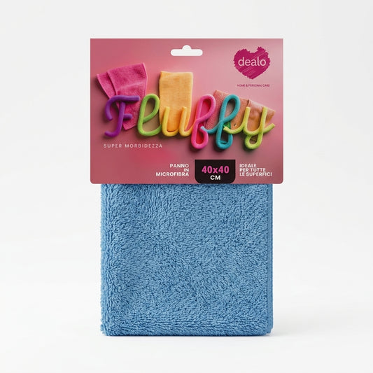 Dealo Fluffy Panno Microfibra Multiuso 40x40 cm 350 GSM, ultra morbido e super assorbente, ideale per superfici delicate, auto e pulizia della casa.