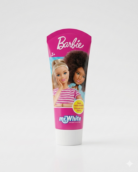 Mr. White Barbie Dentifricio Bambini 3+ Anni Gusto Menta Delicata con Fluoro e Calcio 75ml