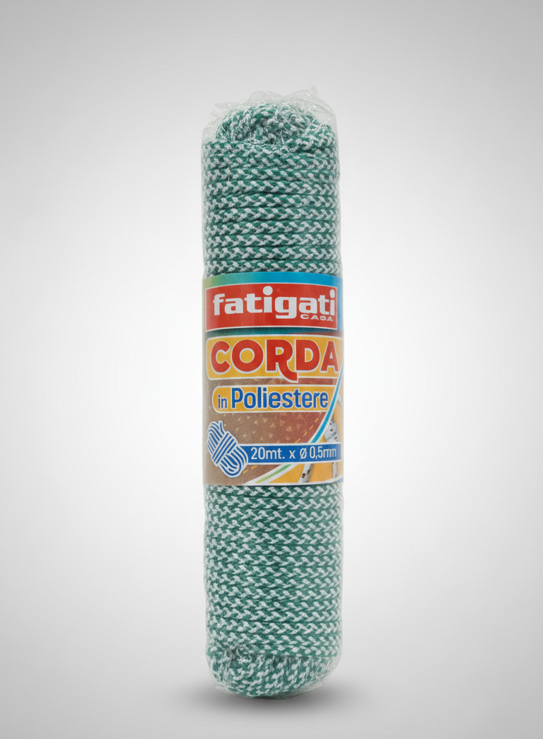 Fatigati Corda in Poliestere 20 mt x Ø 0,5 mm – Filo per Stendere Bucato – Resistente e Anti-Sfilacciamento