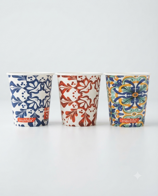 Movida Bicchieri di Carta Maiolica Limited Edition | 50 Pezzi 180ml | Design Tradizionale Italiano | Ideali per Feste e Catering