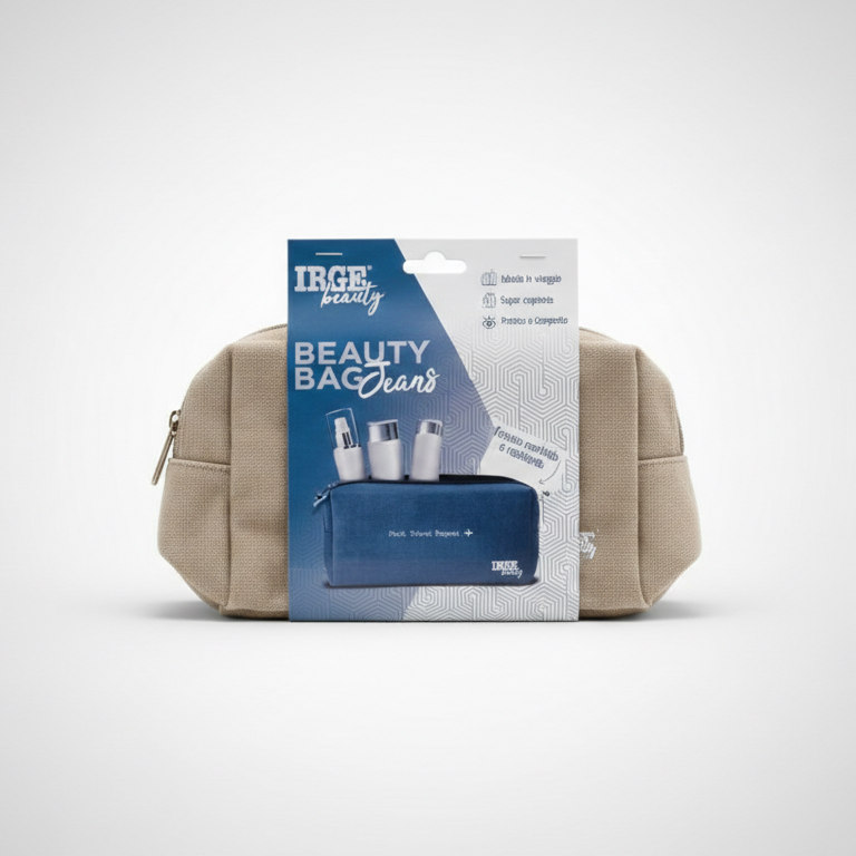 IRGE Beauty Bag Jeans | Beauty Case da Viaggio Morbido e Resistente | Pochette Organizzatore Capiente e Compatto 20x8x12 cm