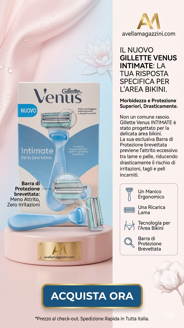 Gillette Venus INTIMATE Rasoio + 2 Ricambi | Protezione Contro le Irritazioni | Per Zone Intime e Pelli Sensibili | Nuovo Design Ergonomico