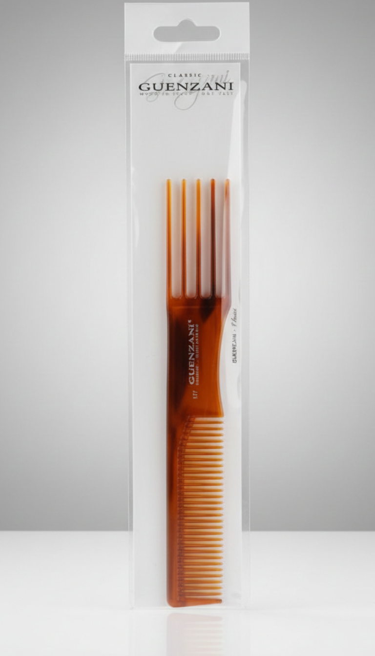 Guenzani Pettine Professionale a Forchetta N. 137 | Resistente ad Alte Temperature e Agenti Chimici | Doppia Estremità per Volume, Styling e Definizione | Qualità Salone