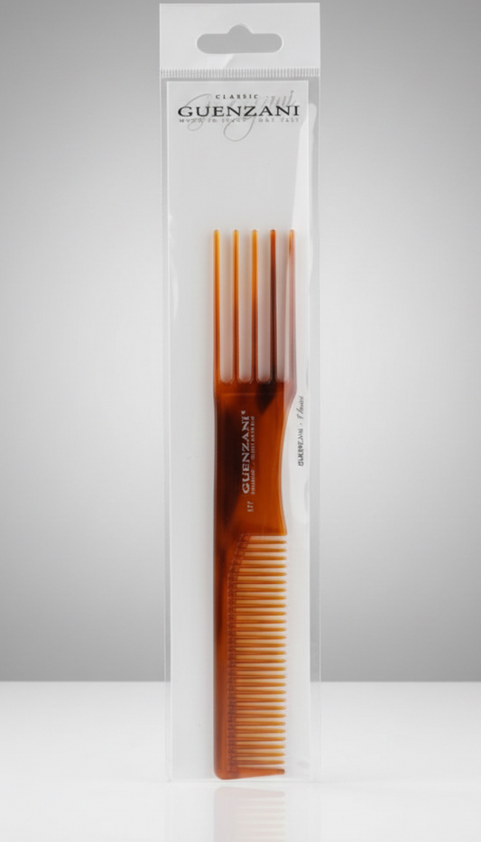 Guenzani Pettine Professionale a Forchetta N. 137 | Resistente ad Alte Temperature e Agenti Chimici | Doppia Estremità per Volume, Styling e Definizione | Qualità Salone