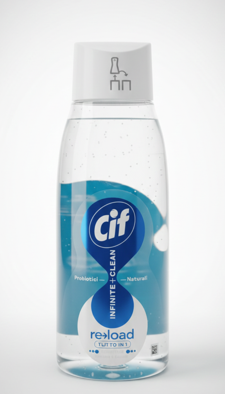 Cif Infinite Clean Re->Load Ricarica 590ml – Detergente Multiuso con Tecnologia Probiotica Attiva 72h – Sicuro su Superfici, Schermi e Tessuti – Eco-Ricarica