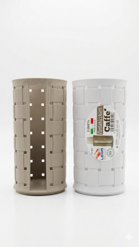 Lega Portabicchieri da Caffè in Plastica con Trama a Intreccio – Elegante e Resistente – Colori Assortiti – Made in Italy