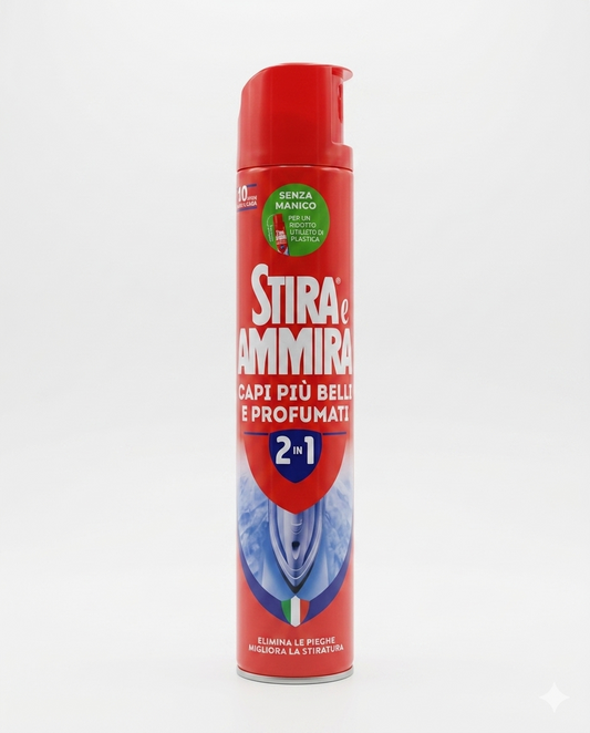 Stira e Ammira Spray Appretto 2 in 1 | 500ml | Facilita la Stiratura ed Elimina le Pieghe | Ridona Consistenza e Profumo ai Tessuti