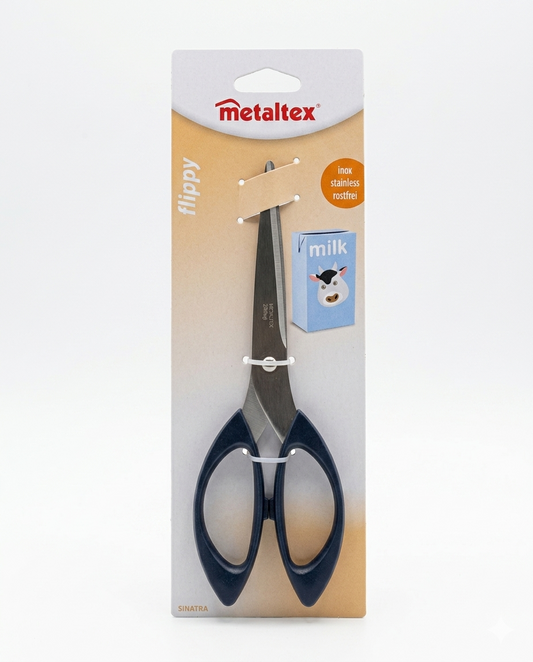 Metaltex Flippy Forbici Multiuso 21 cm – Lame in Acciaio Inox e Manici Ergonomici ABS – Ideali per Casa e Cucina