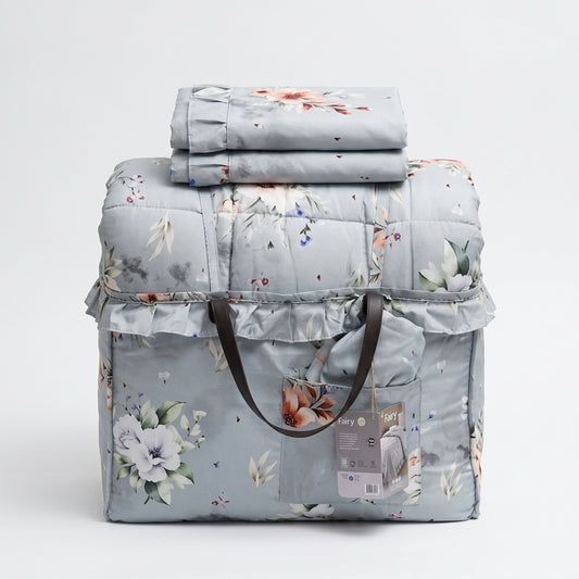 Fancy Home Trapunta Matrimoniale Double Face Priscilla Stile Bridgerton - Con Rouches e Copriguanciali