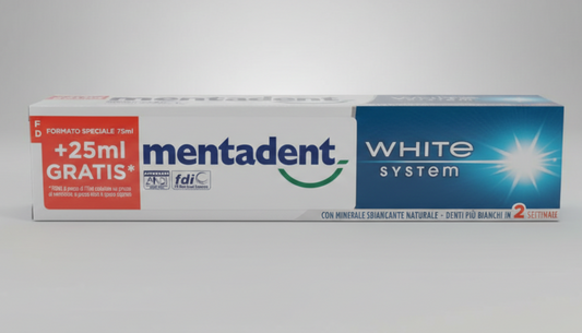 Mentadent White System 100ml | Formato Convenienza (75ml + 25ml Gratis) | Sbiancamento Progressivo e Naturale | Denti Più Bianchi in 2 Settimane*