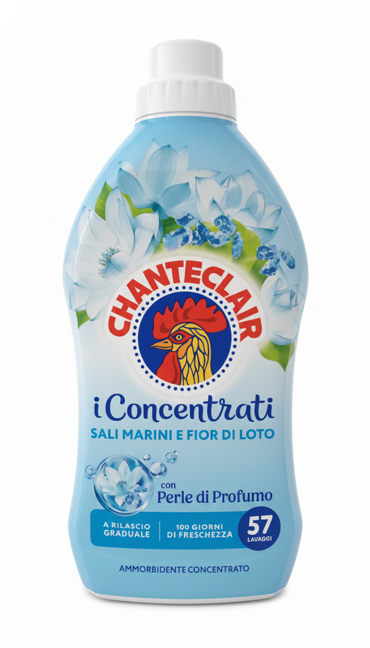 Chanteclair Ammorbidente Concentrato Sali Marini e Fiori di Loto | 1140 ml | 57 Lavaggi | Profumo di Lunga Durata | Formula Super Concentrata