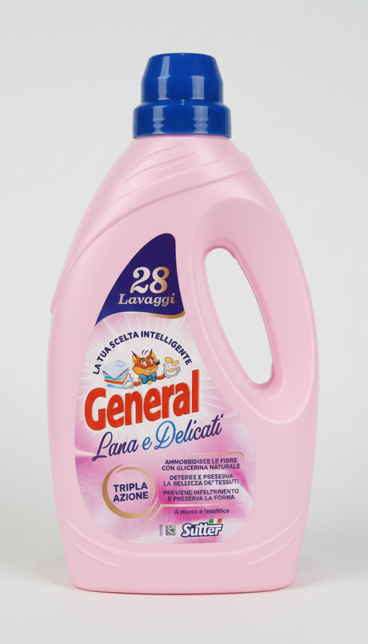 General Detersivo Liquido Lana e Delicati 1,40 Litri | 28 Lavaggi | Formula Protezione Fibre & Anti-Pilling | Per Seta, Cashmere e Capi Preziosi