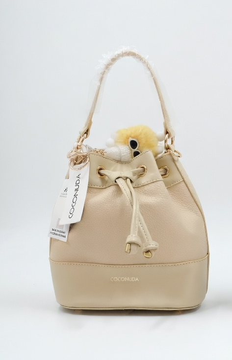 Coconuda Borsa Secchiello in Similpelle | Chiusura a Coulisse con Clip | Piedini Antigraffio | Tracolla Regolabile e Manico Rigido