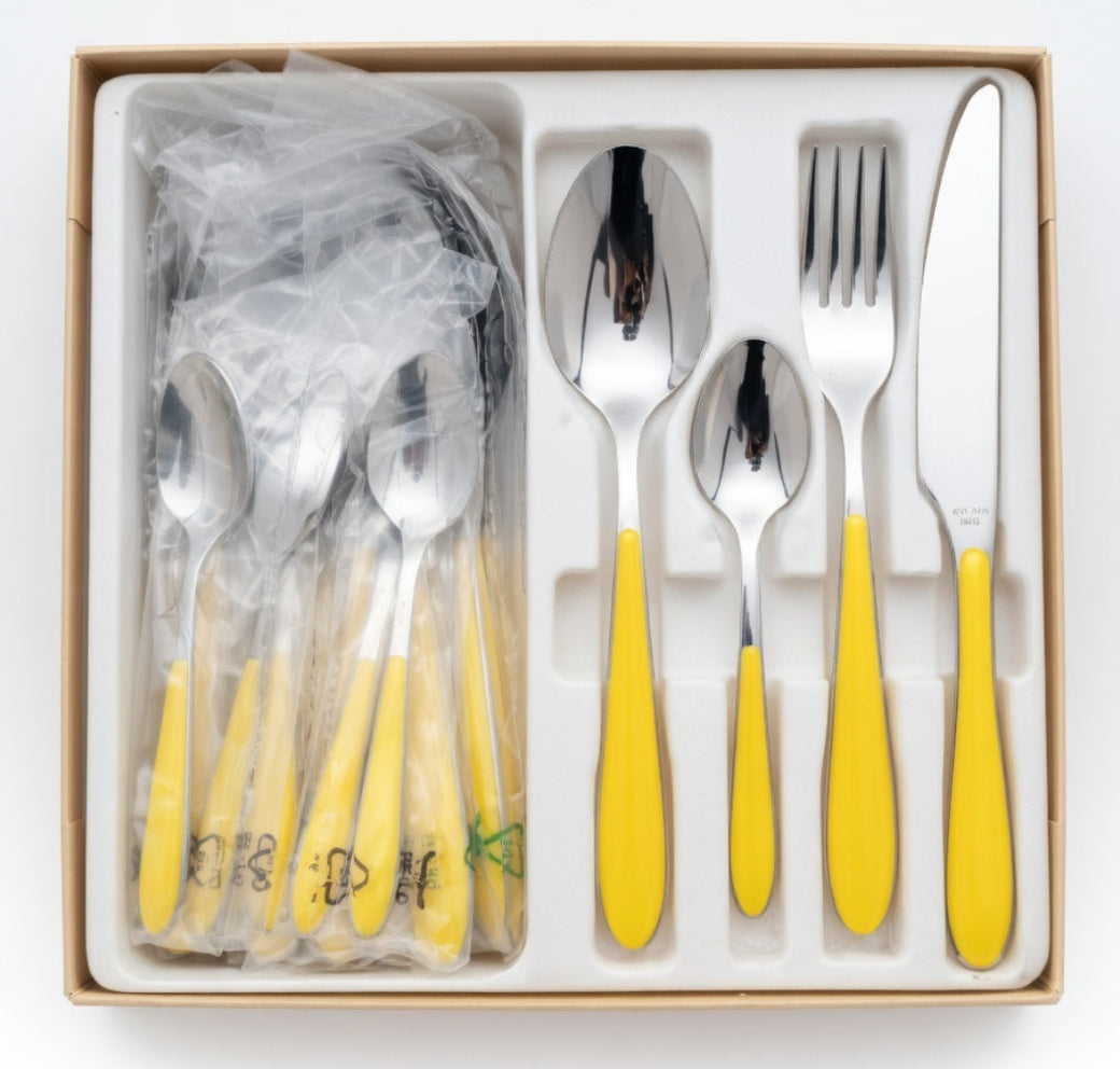 Pintinox Servizio Posate 24 Pezzi Premium | Acciaio INOX e ABS | Set Completo per 6 Persone | Lavabile in Lavastoviglie | Offerta Outlet Confezione Usurata