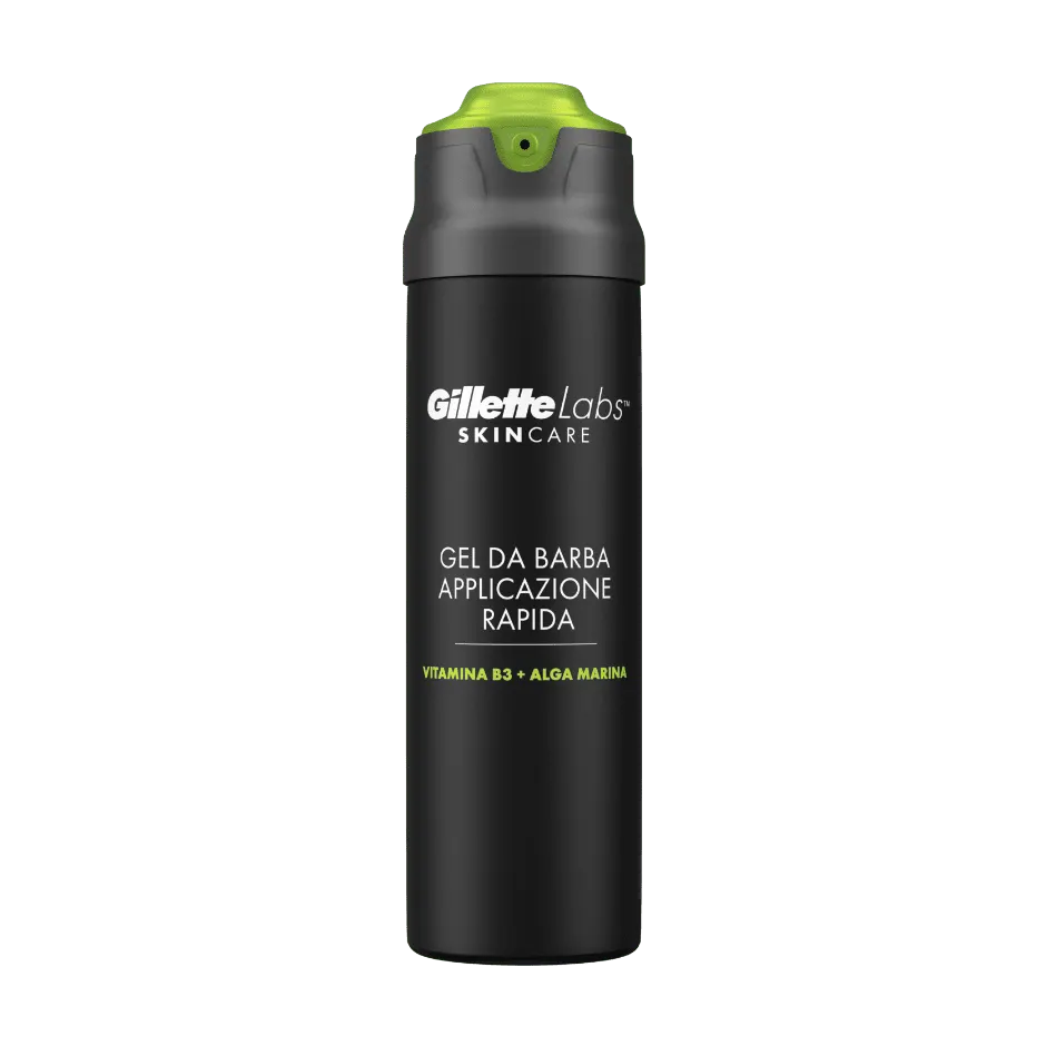 Gillette Labs Gel da Barba Applicazione Rapida 198ml – Formula Senza Alcol e Coloranti – Ottimizzato per Heated Razor e Rasoio con Barra Integrata