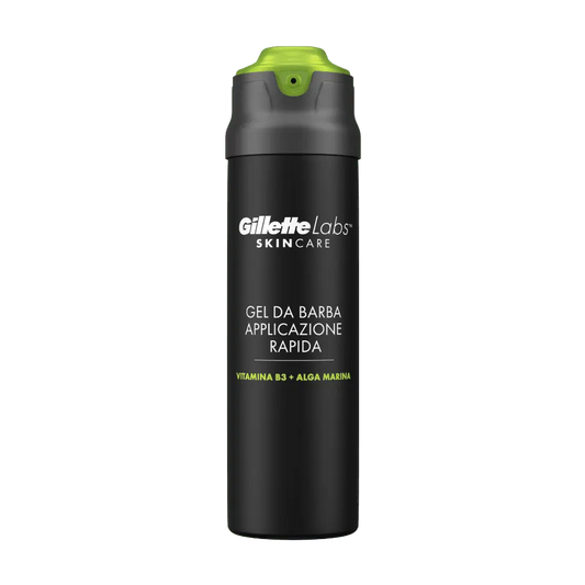 Gillette Labs Gel da Barba Applicazione Rapida 198ml – Formula Senza Alcol e Coloranti – Ottimizzato per Heated Razor e Rasoio con Barra Integrata