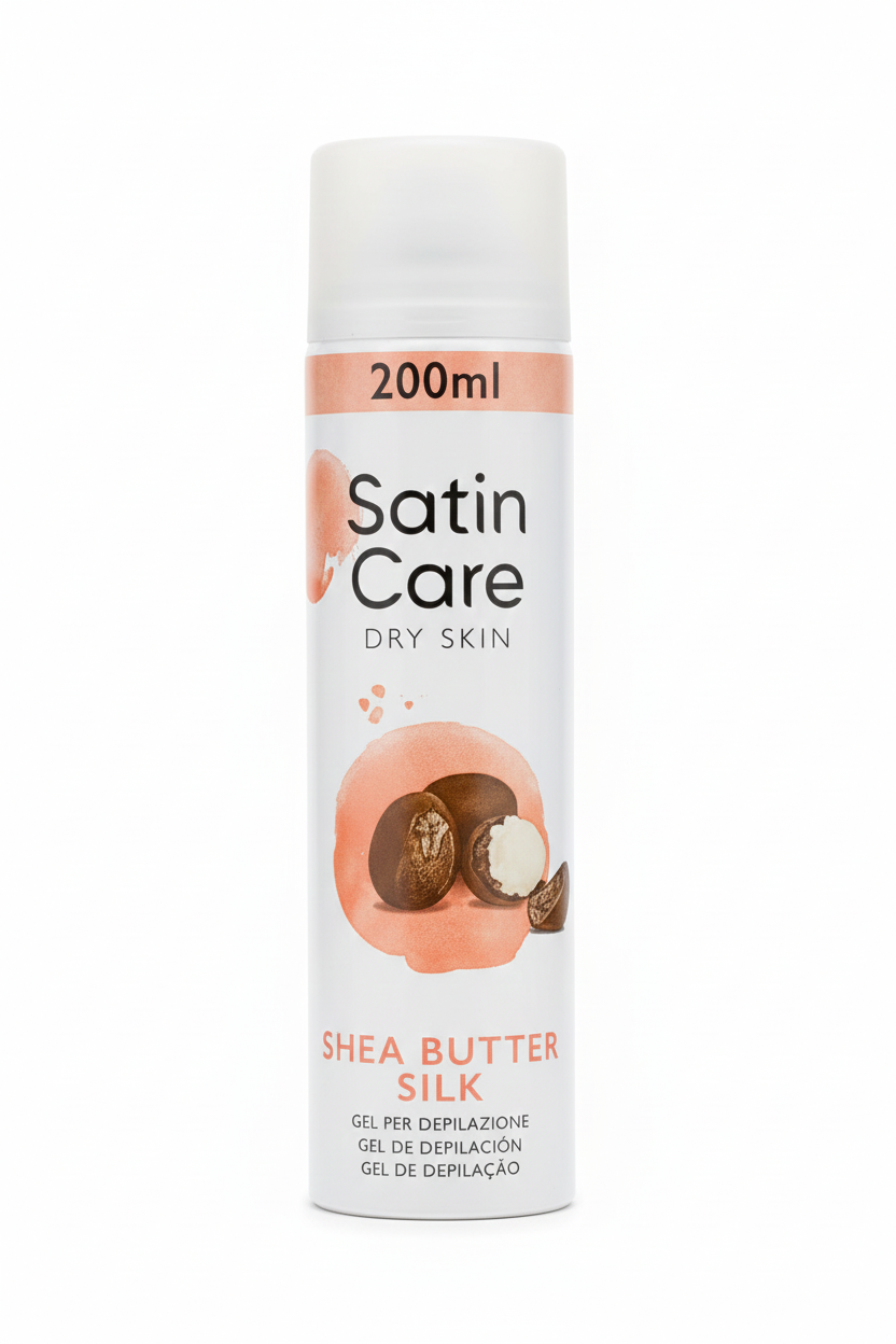 Gillette Satin Care Dry Skin Shea Butter Silk 200ml | Gel Rasatura Pelli Secche | Con Burro di Karité e Glicerina