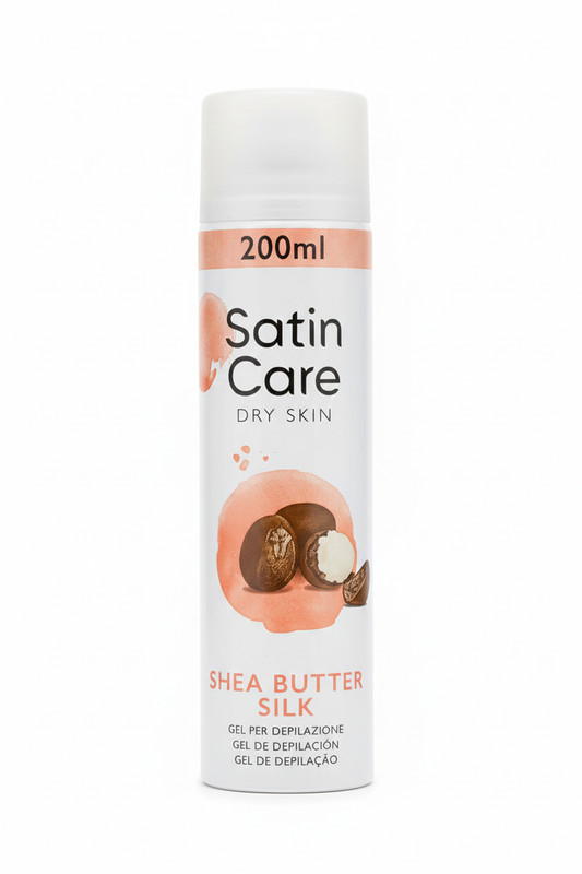 Gillette Satin Care Dry Skin Shea Butter Silk 200ml | Gel Rasatura Pelli Secche | Con Burro di Karité e Glicerina