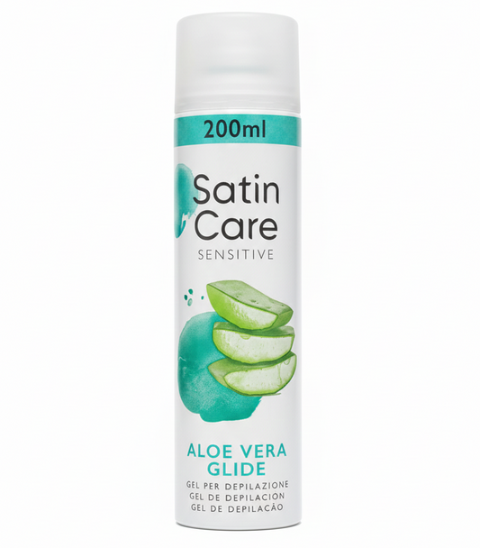 Gillette Satin Care Aloe Vera Glide 200ml | Gel Rasatura Pelli Sensibili | Azione Lenitiva e Protettiva | Formula Scorrevole