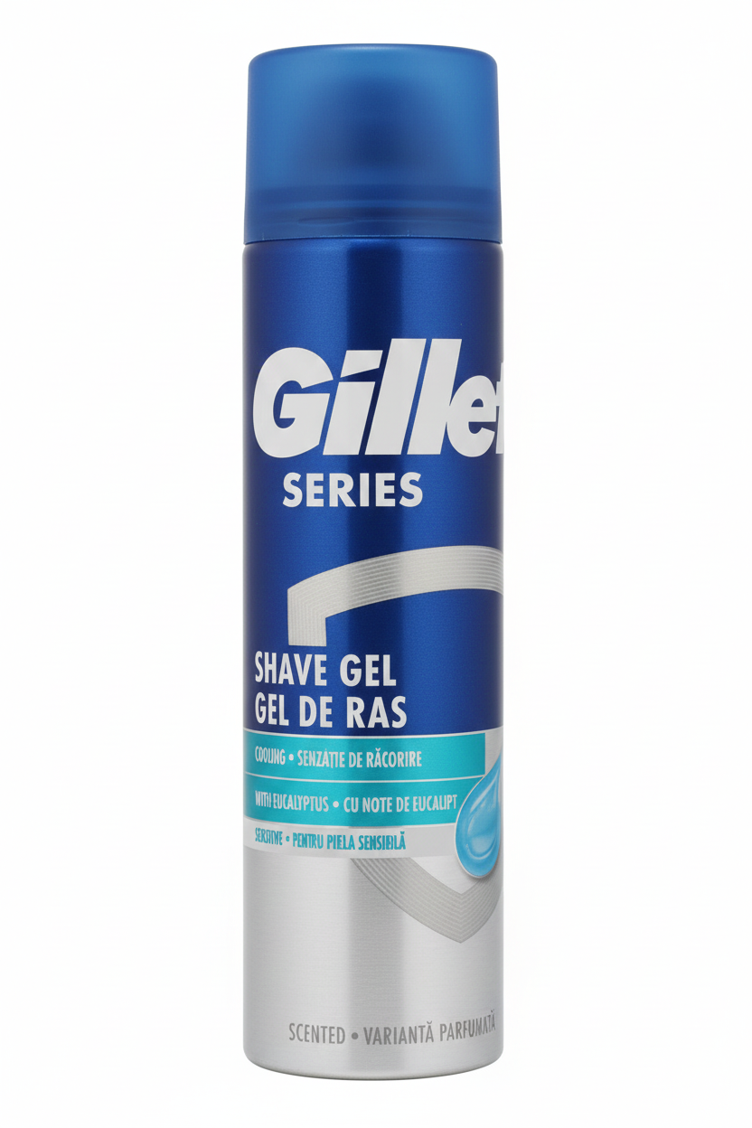 Gillette Series Gel da Barba Cooling Sensitive 200ml – Effetto Rinfrescante con Eucalipto – Anti-Irritazioni per Pelli Sensibili