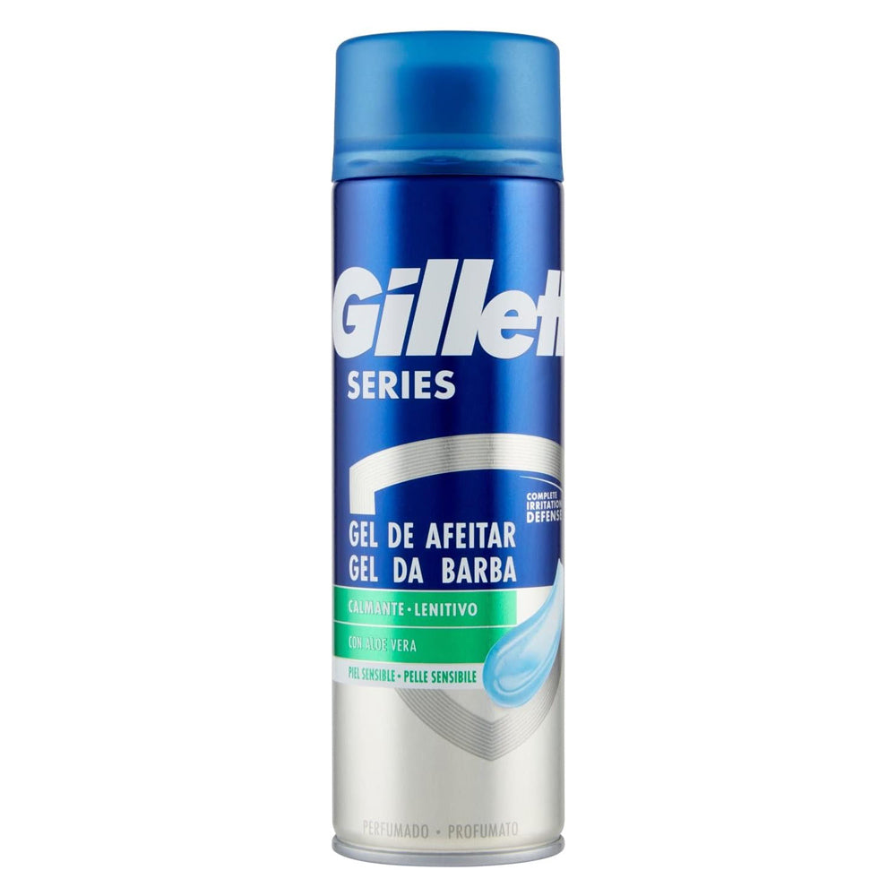 Gillette Series gel da barba calmante 200ml con aloe vera, protezione anti irritazioni e rasatura delicata per pelle sensibile