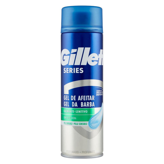 Gillette Series gel da barba calmante 200ml con aloe vera, protezione anti irritazioni e rasatura delicata per pelle sensibile