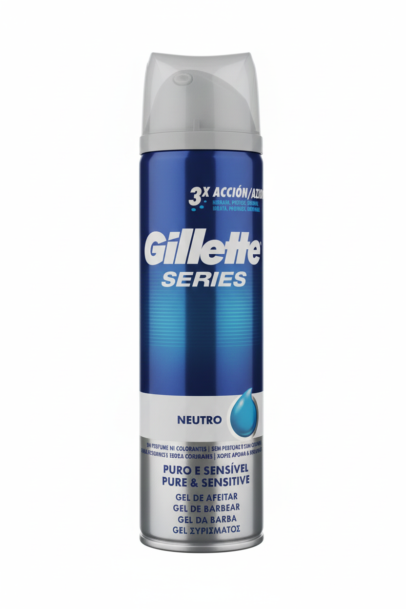 Gillette Series Gel da Barba Pelli Sensibili 200ml – Neutro – Formula Pura & Idratante – 3X Azione Anti-Irritazioni