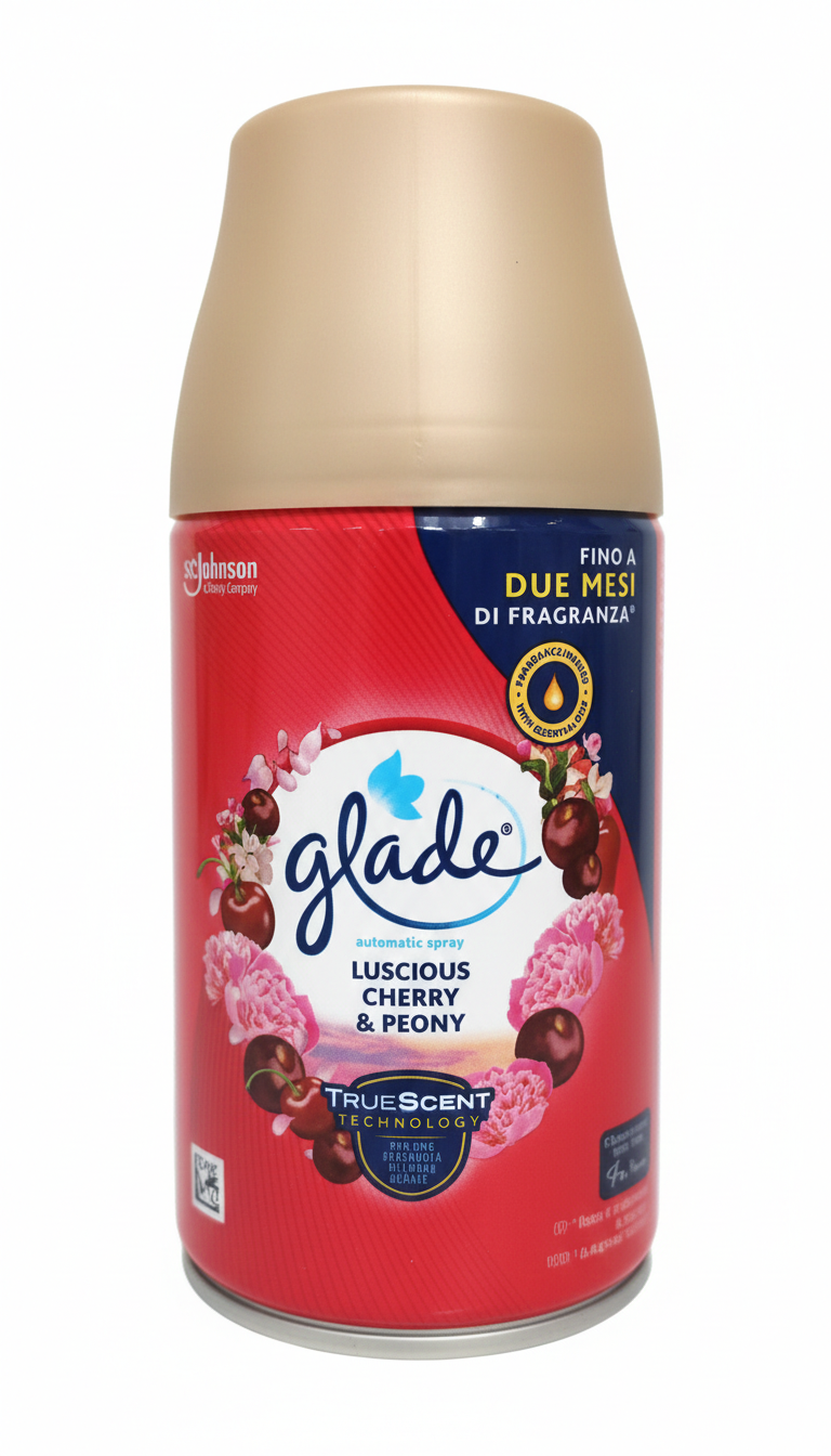 Glade® Automatic Spray Ricarica 269 ml | Fragranza Luscious Cherry & Peony | Tecnologia TrueScent™ con Oli Essenziali | Fino a 60 Giorni di Freschezza | Deodorante Ambienti