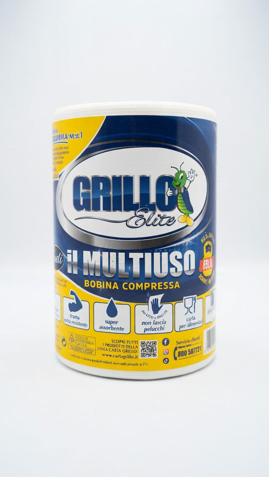 GRILLO Elite Bobina Multiuso Compressa | 3 Veli Professionali | 550g Extra Resistente | Ideale per Alimenti e Fritti