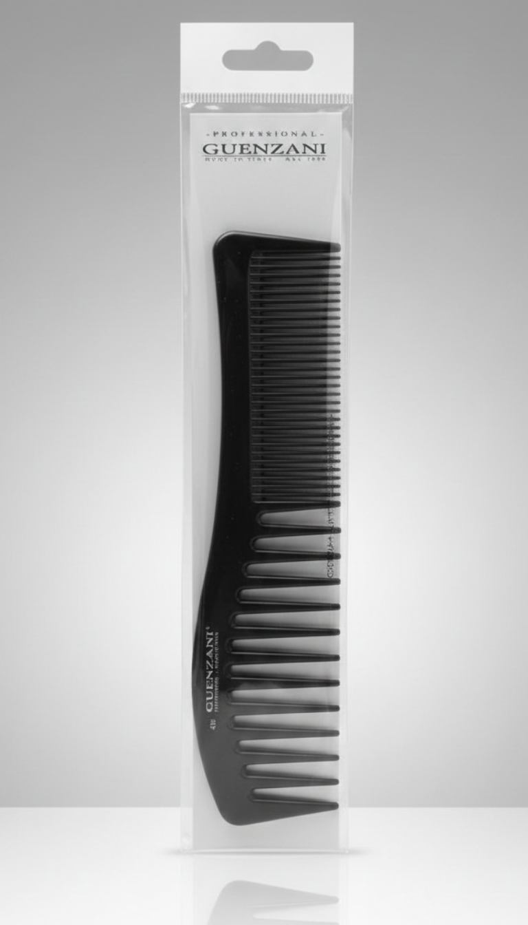 Guenzani N.430 Pettine Afro Fitto Professionale, pettine resistente ideale per capelli afro, ricci stretti e chiome molto dense, progettato per districare delicatamente, definire lo styling e modellare le acconciature con precisione, perfetto per uso professionale e domestico.