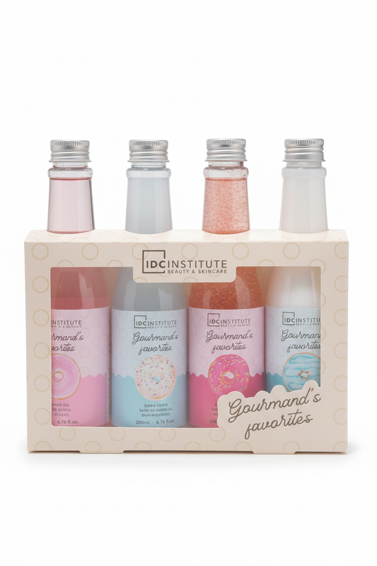 IDC Institute Gourmand's Favorites Set 4 Flaconi XXL | Bagno Schiuma, Gel Doccia, Scrub, Lozione Corpo | Rituale Dolce 800ml