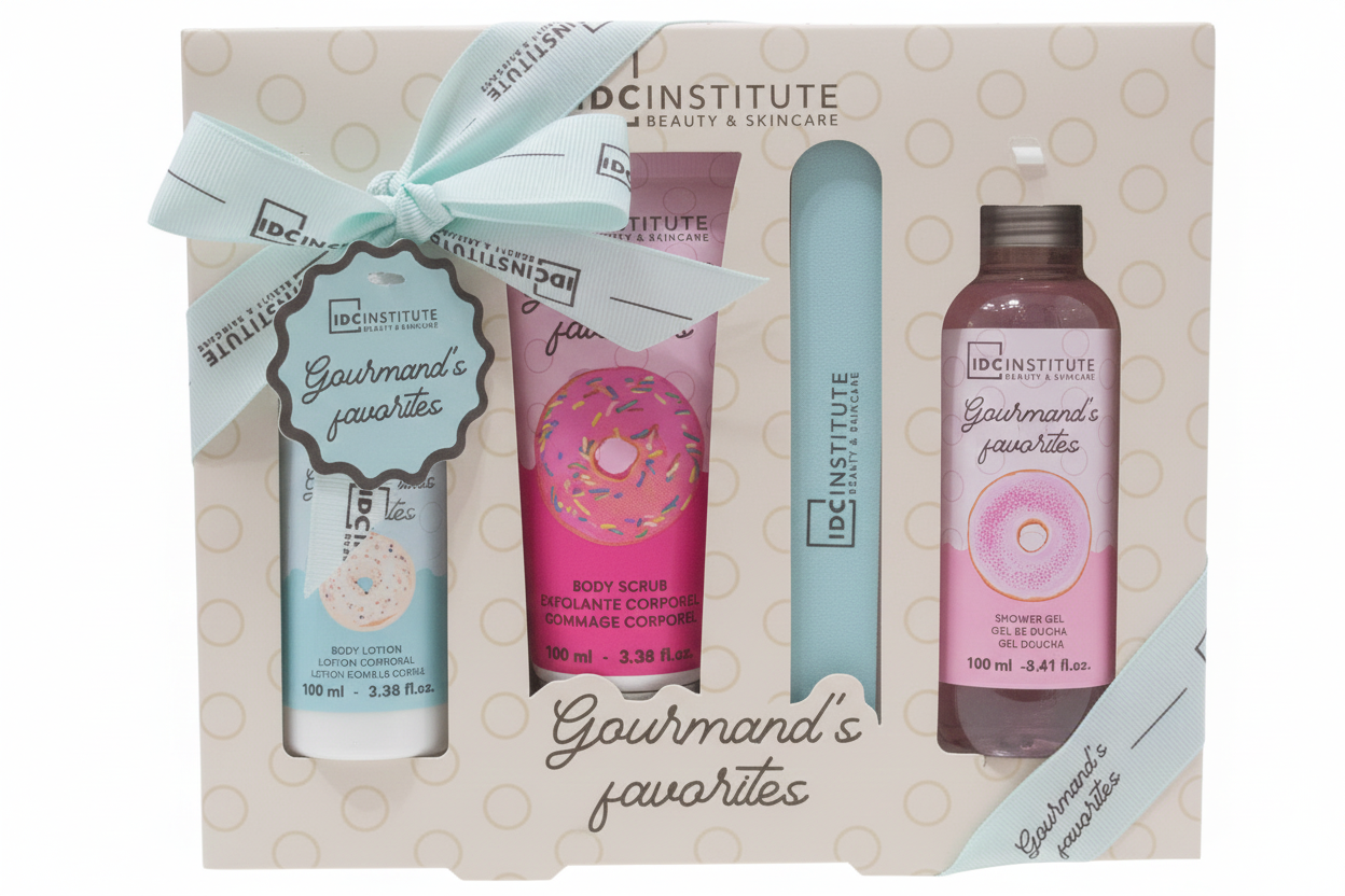 IDC Institute Gourmand's Favorites Daily Care Set 4 Pezzi | Cofanetto Scrub, Lozione Corpo, Gel Doccia | Aromi Golosi