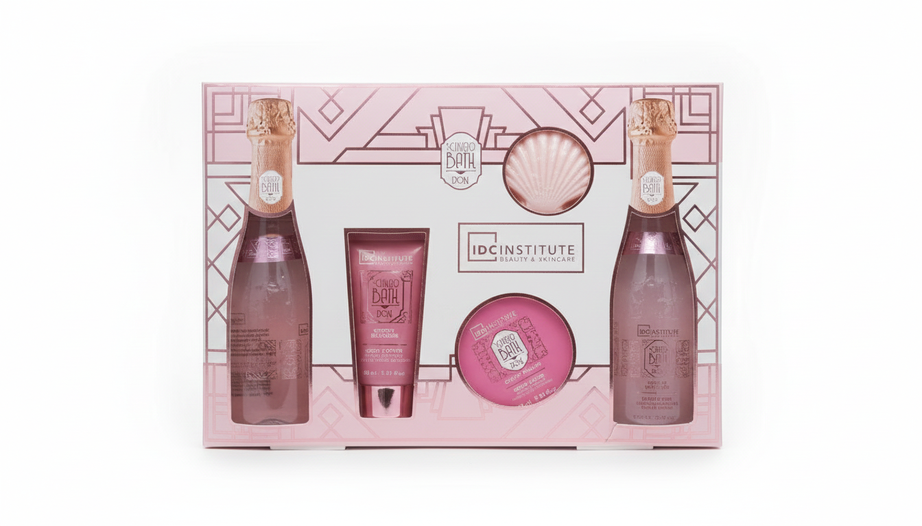 IDC Institute Cinco Bath Don Set Regalo 5 Pezzi | Bagno Schiuma e Lozione Corpo Cherry Blossom | Kit Coccola